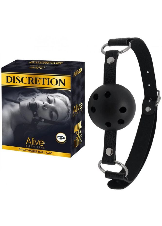 Регульований кляп з перфорованою кулькою Discretion чорний Alive (356511923)