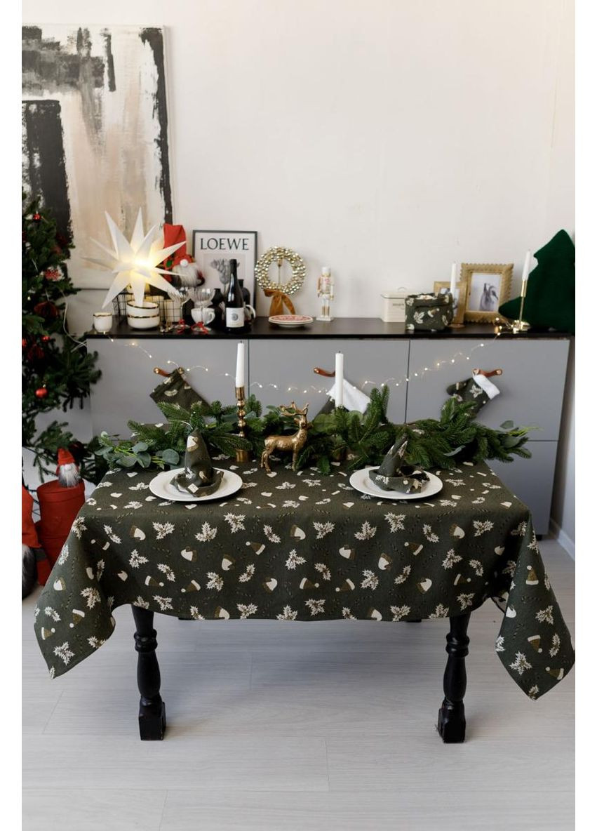 Скатертина 136х180 см Шапочки на зеленому Прованс (366969962)