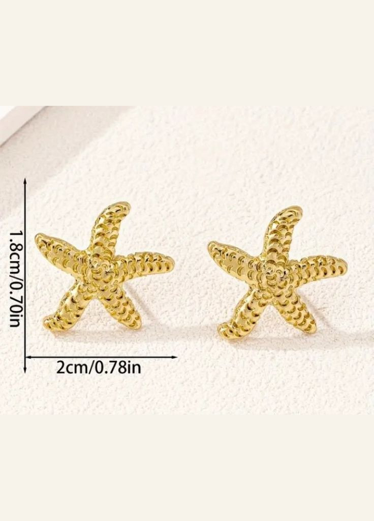 Серьги морские звезды бижутерия 1,8*2 см Золотистые No Brand (324833665)