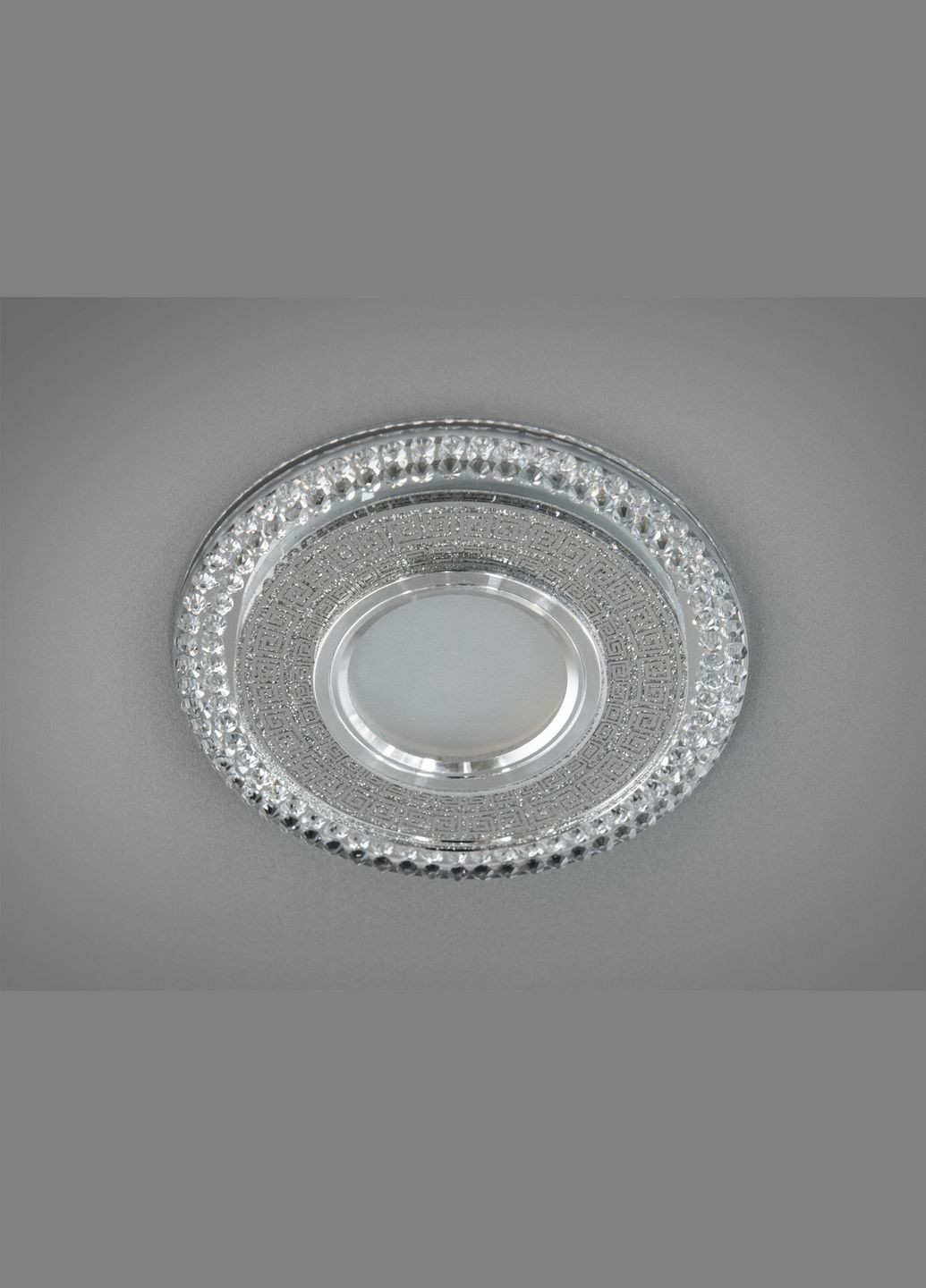 Кришталевий точковий світильник на 1 лампу G5.3 з вбудованим LED підсвічуванням 3Вт хром 125х10 мм Diasha (301347279)