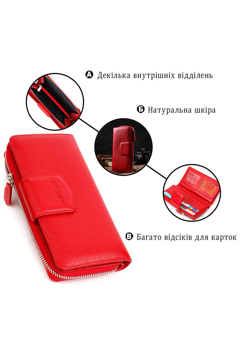 Жіночий гаманець зі шкіри з відділенням для карт та документів, Туреччина, червоний (sku_21956) No Brand (328218534)