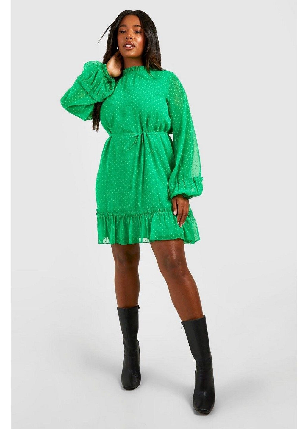 Зеленое кэжуал платье джинсовое Boohoo однотонное