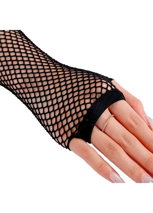 Перчатки сетка черные длинные без пальцев митенки размер XS-M черного цвета для ролевых игр и секса China (360603692)