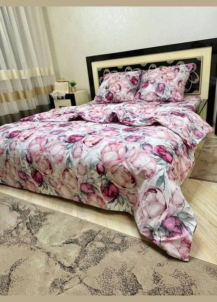 Постільна білизна бавовняна Півон дайтон Півтораспальна 150 x 220 Бязь Біла 50 х 70 No Brand (332945995)