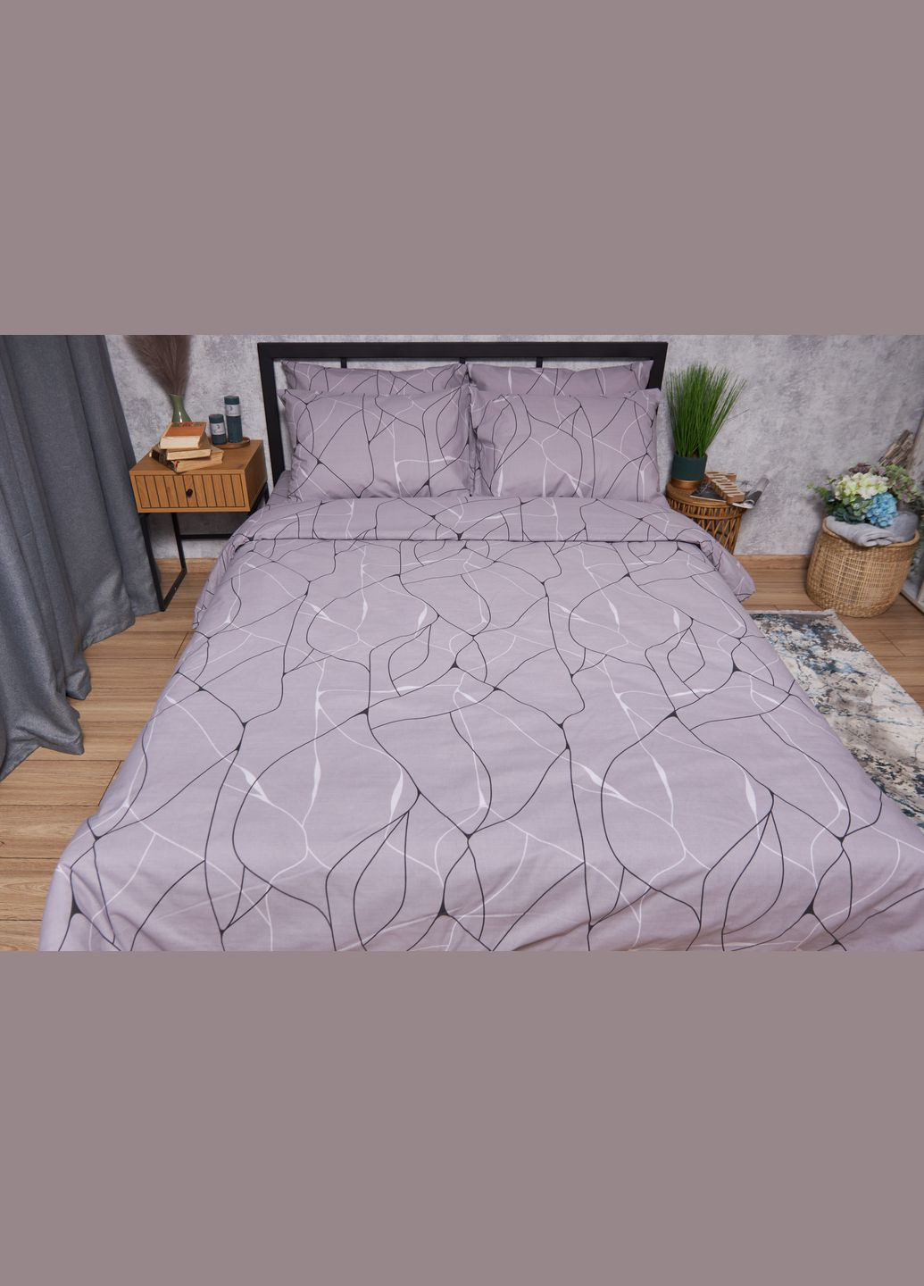 Комплект постельного белья Бязь Gold Люкс евро 200х220 наволочки 4х50х70 (MS-820002766) Moon&Star Graphite (288536318)