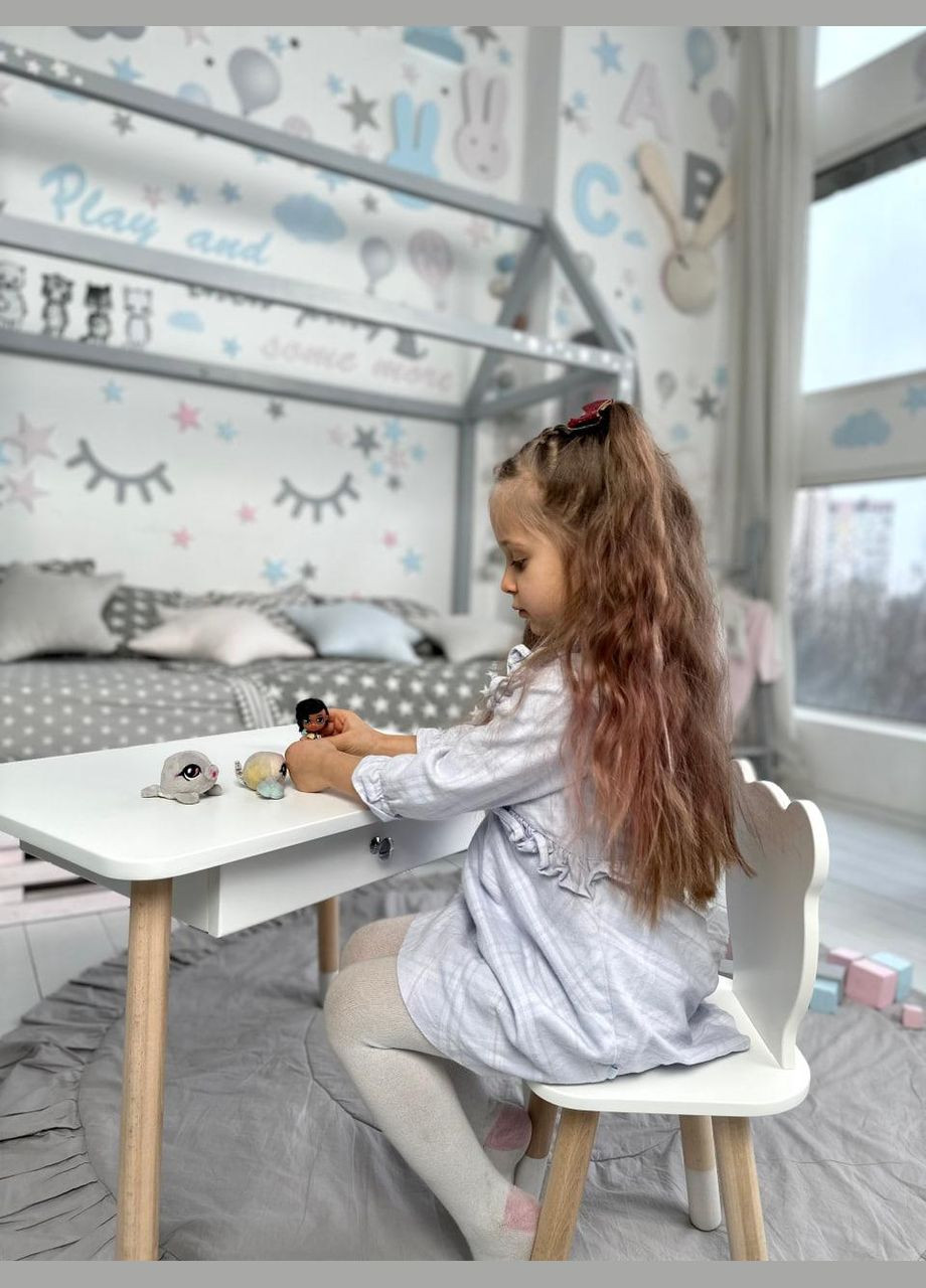 Дитячий столик і стільчик. Столик із шухлядою для олівців і розмальовок No Brand (323223333)