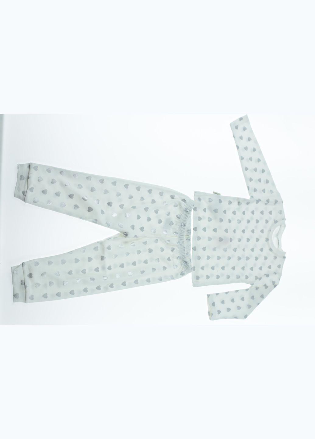 Белая пижама с длинным рукавом для девочки в сердце серый 104 см (40287) BABYKROHA