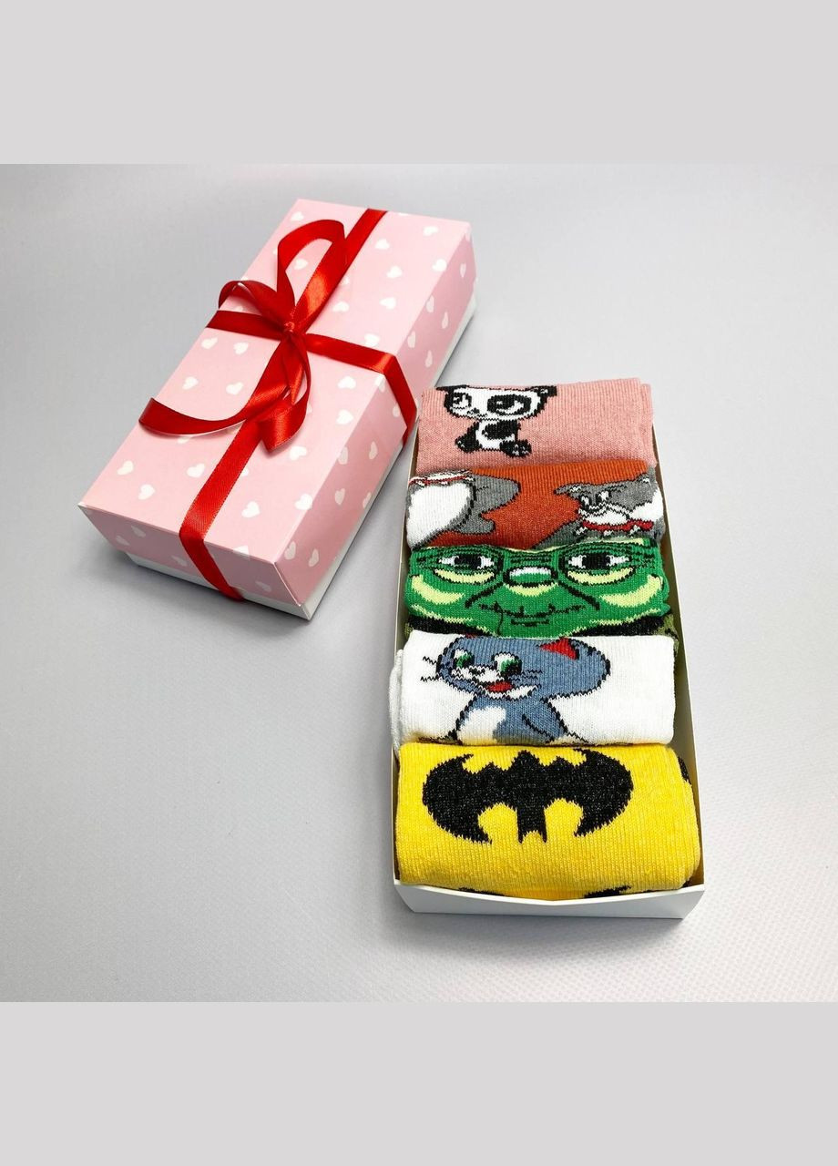 Комбинированные набор женских носков 36-41 5 пар с мультяшным рисунком в подарочной коробке. Vakko (308824152)