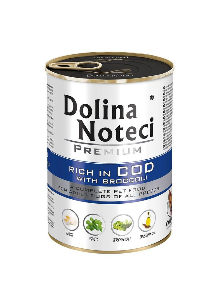 Вологий корм для собак Premium з тріскою та броколі 400 г (*) Dolina Noteci (363839773)