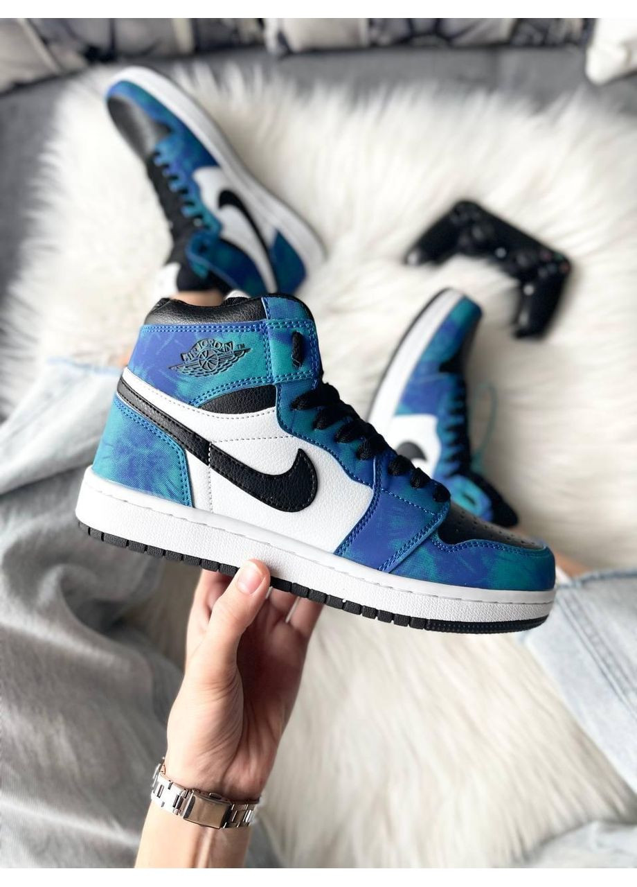 Білі Осінні кросівки чоловічі nike air jordan 1 retro high tie-dye v2 найк аір джордан No Brand
