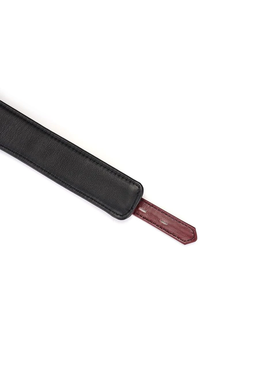 Кожаный ошейник с поводком Liebe Seele Wine Red Curved, замок-сердечко Collar (303893334)