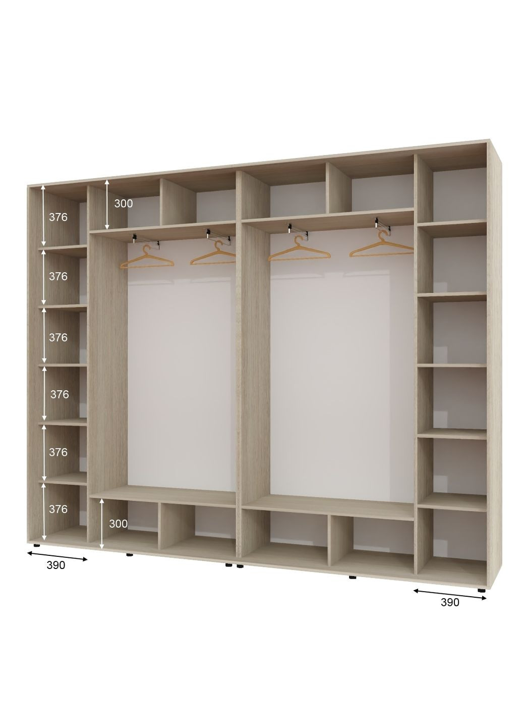 Шафа-купе чотиридверна 300*45*240 Дуб Шамони світлий Дзеркало з піскострумним малюнком Алекса (360445449)