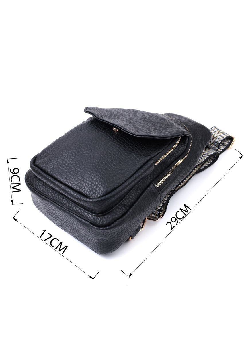 Зручна жіноча сумка з однією лямкою через плече з великозернистої екошкіри 22763 Чорний Vintage (304533825)