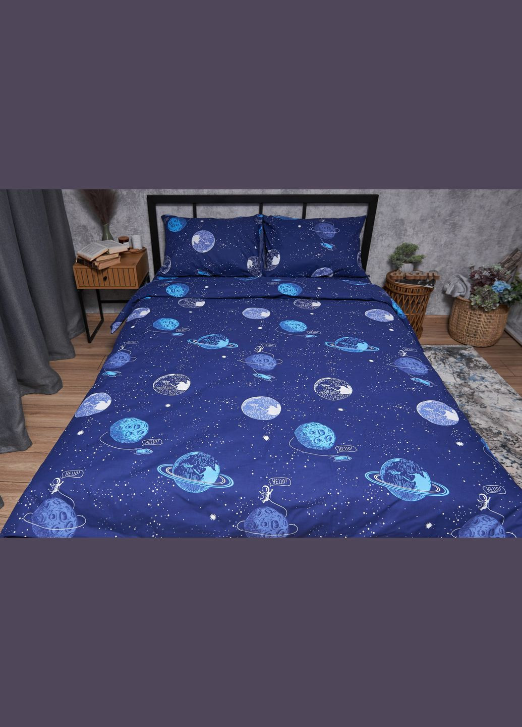 Комплект постельного белья Бязь Gold Люкс «» семейный 143х210х2 наволочки 2х50х70 (MS-820004821) Moon&Star Planets (293147790)