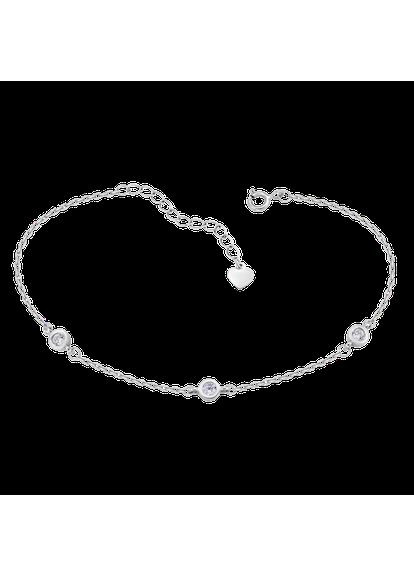 Браслет серебряный три камешка с фианитами на тонкой цепочке. No Brand (354721387)