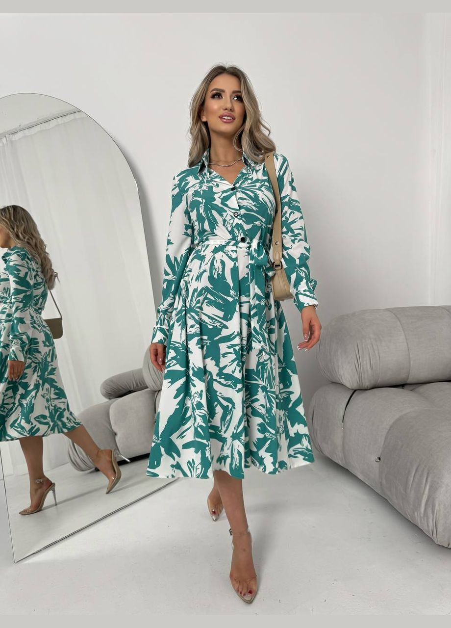 Мятное женское платье из шелкового софта цвет ментол р.42/44 454117 New Trend