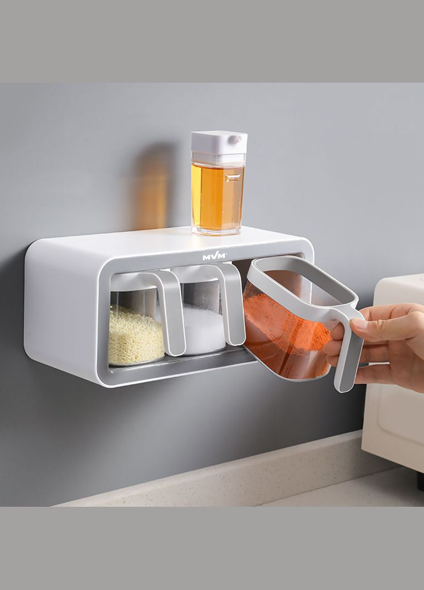 Полка с емкостями для хранения специй My Home Белосира (KP-12 WHITE/GRAY) MVM (301003142)