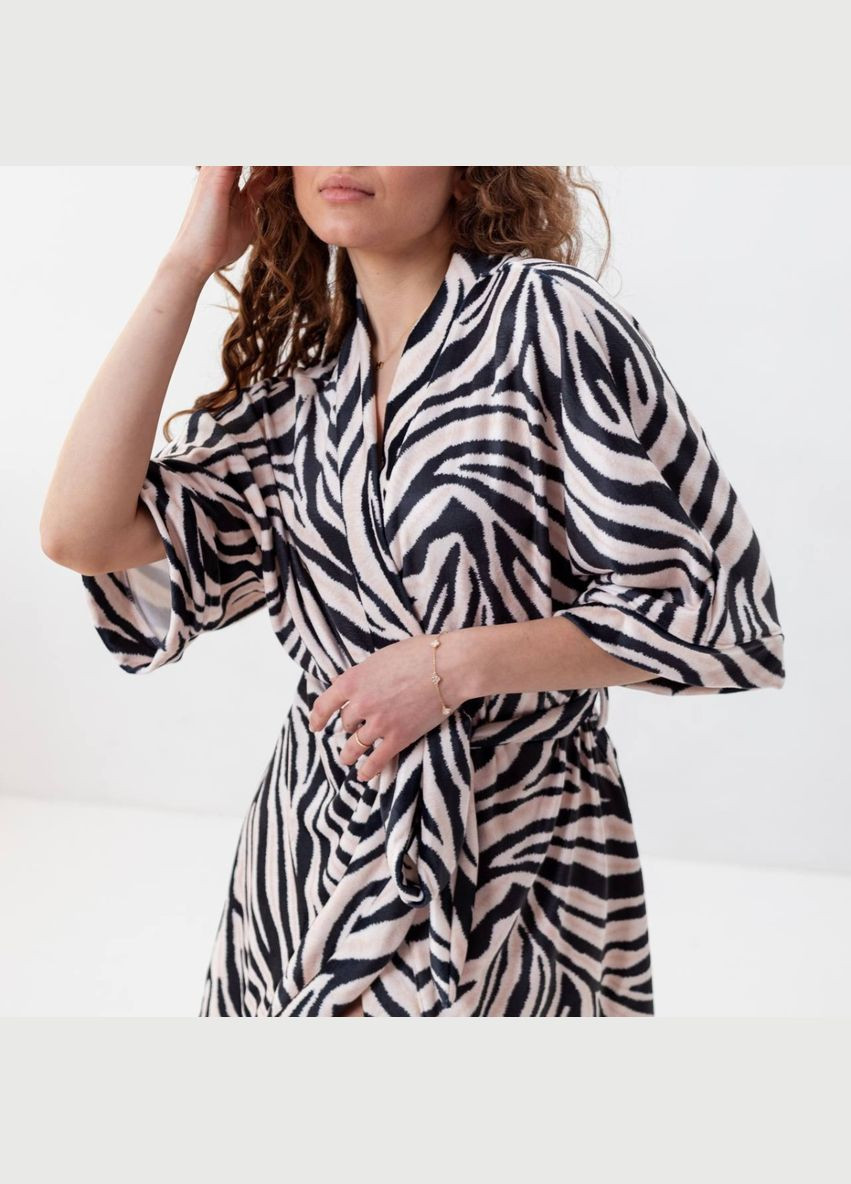 Халат женский из плюшевого велюра Зебра 3409_M 15920 FlexDress (364790292)