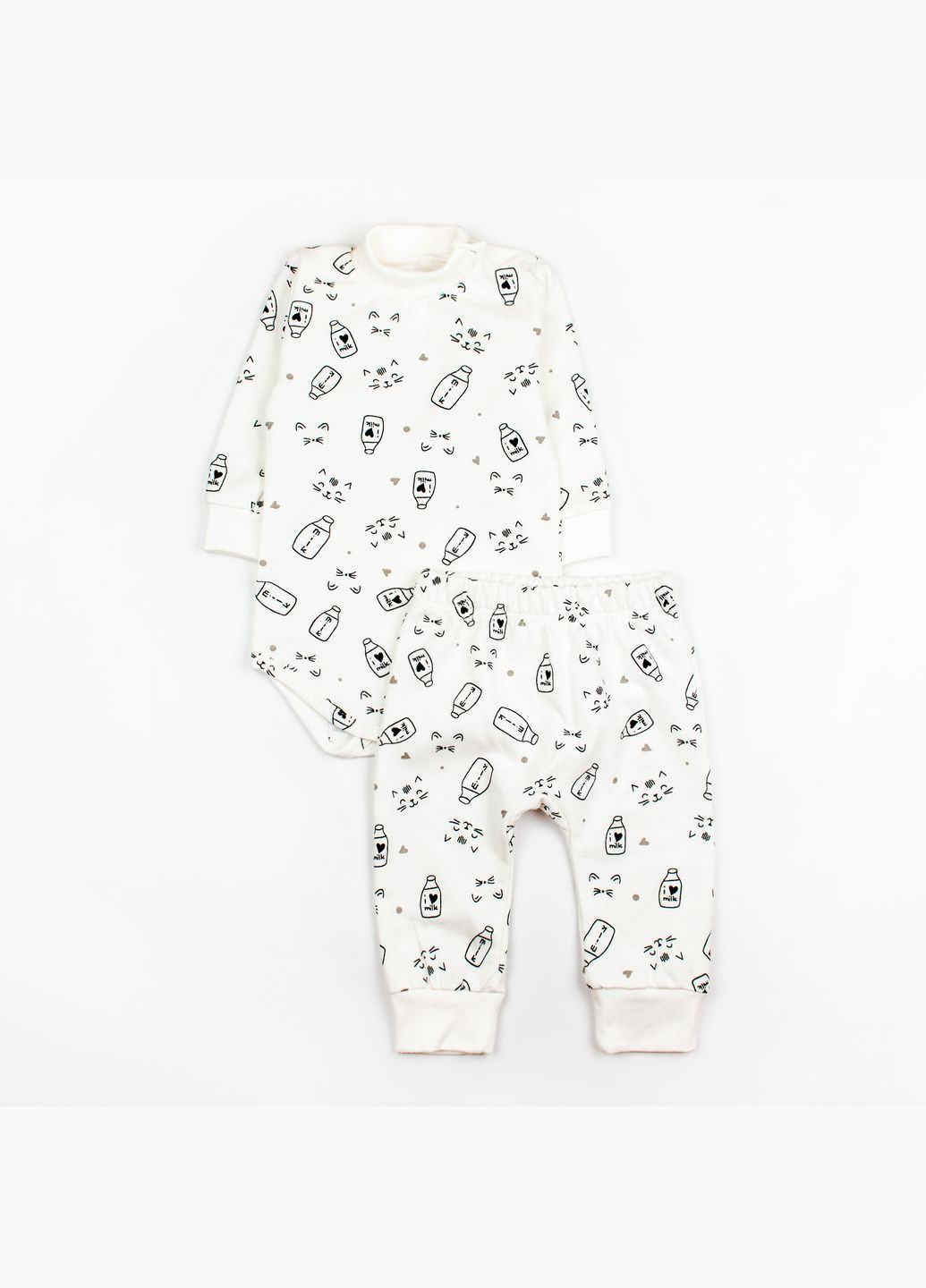 Белый комплектик для малышей от трех месяцев dexter`s milk боди со штанами белый dexter's