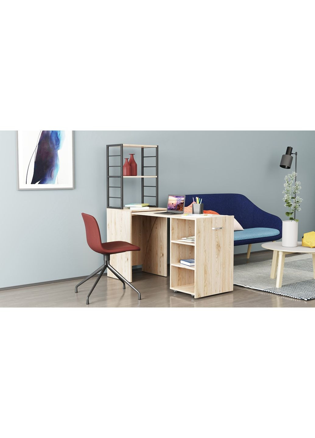 Стол-тумба трансформер Смарт 4/2 с этажеркой 1430x1450x600 Черный металл ДСП 16 мм (FRD-105131) Ferrum-decor (361944333)