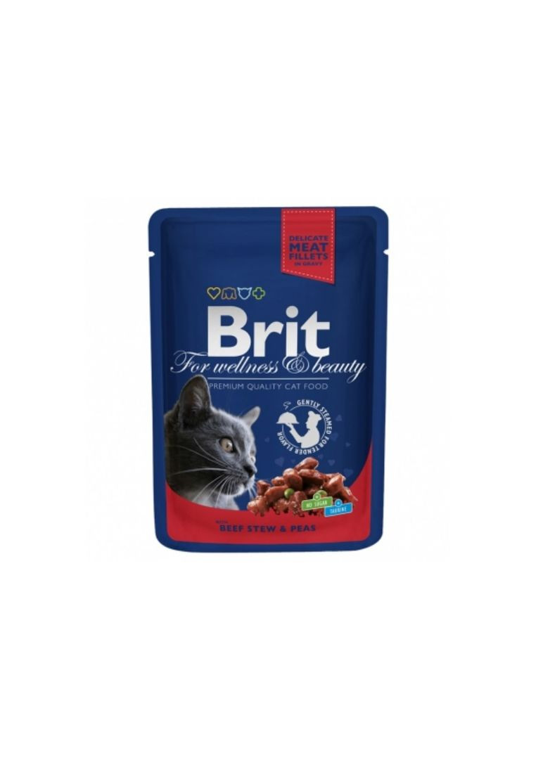 Консервы Premium Cat pouch 100 г тушеная говядина и горошек Brit (292114459)