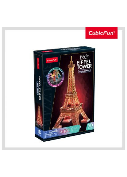 Пазл Cubic Fun Тривимірний пазл Night edition Ейфелева вежа із LED-підсвічуванням (L534h) CubicFun Тривимірний пазл Night edition Ейфелева вежа із LE (366066430)
