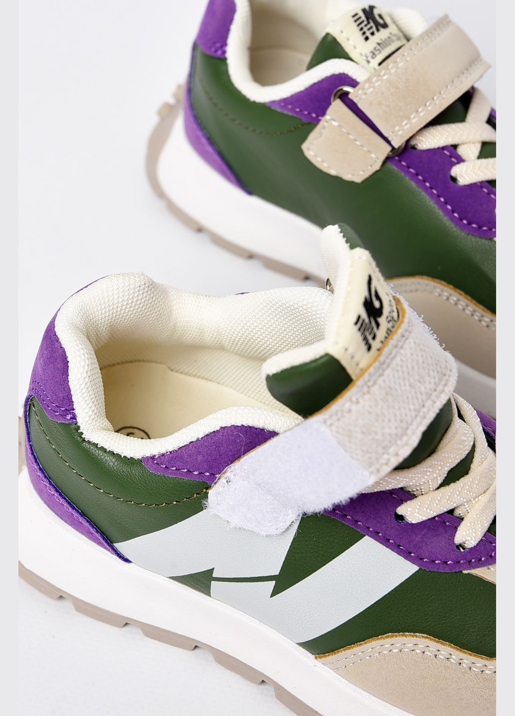 Оливковые (хаки) демисезонные кроссовки детские цвета хаки на липучке Let's Shop