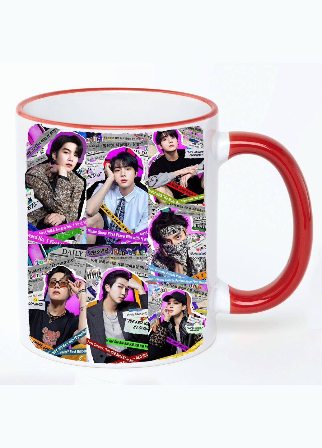 Чашка BTS K-pop #003 (кружка, кружка) Белая с Красной ручкой 330 мл No Brand (322716513)