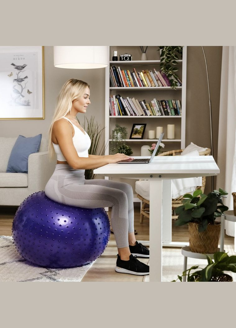 Фитбол массажный 65см фиолетовый + насос Hop-Sport (303126850)