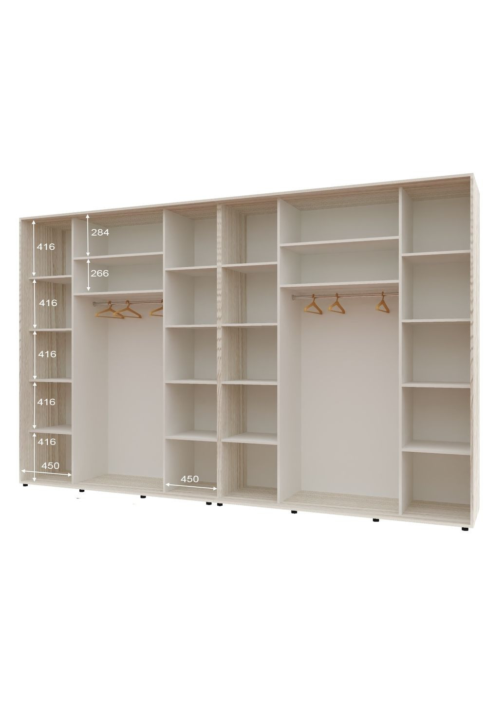 Шафа-купе чотиридверна 320*60*220 см Дуб Білений ДСП + Дзеркало + Дзеркало + ДСП Максі Комфорт Меблі (360430754)