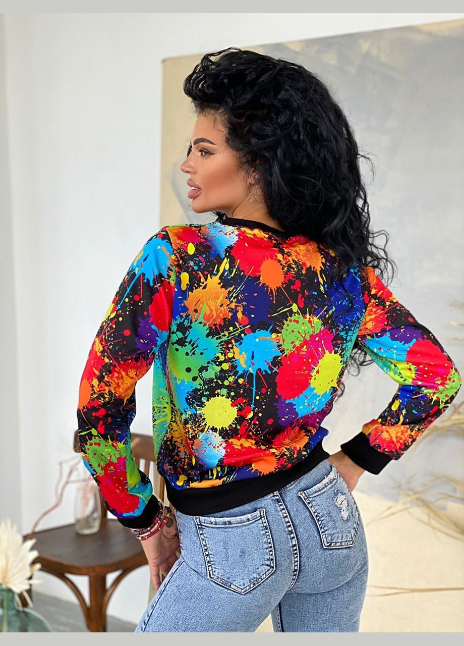 Женский худой трикотаж с ярким принтом белого цвета. New Trend (304991040)