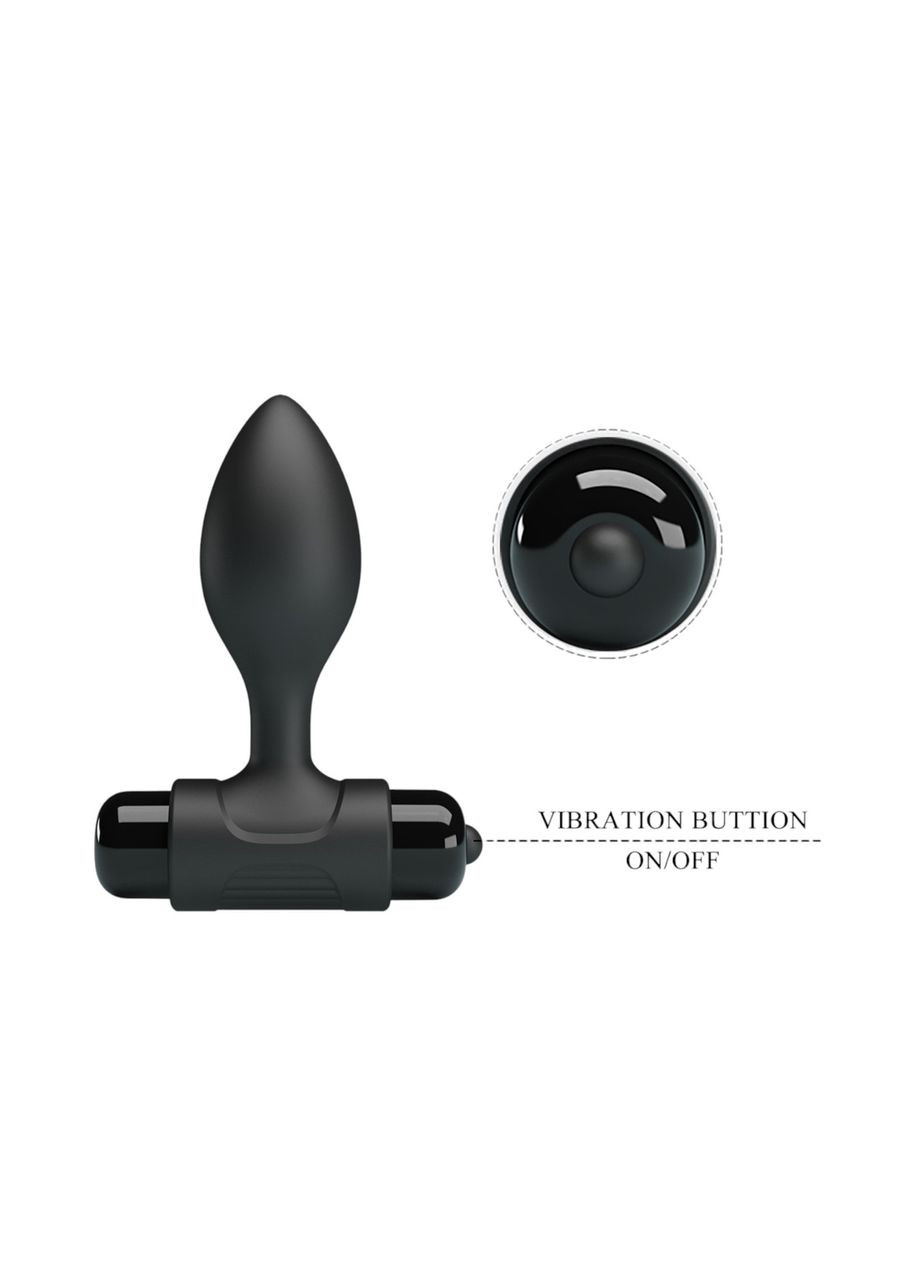 Анальна пробка для початківців з вібрацією Vibra Butt Plug Black 3 см Чорного кольору Pretty Love (323159895)