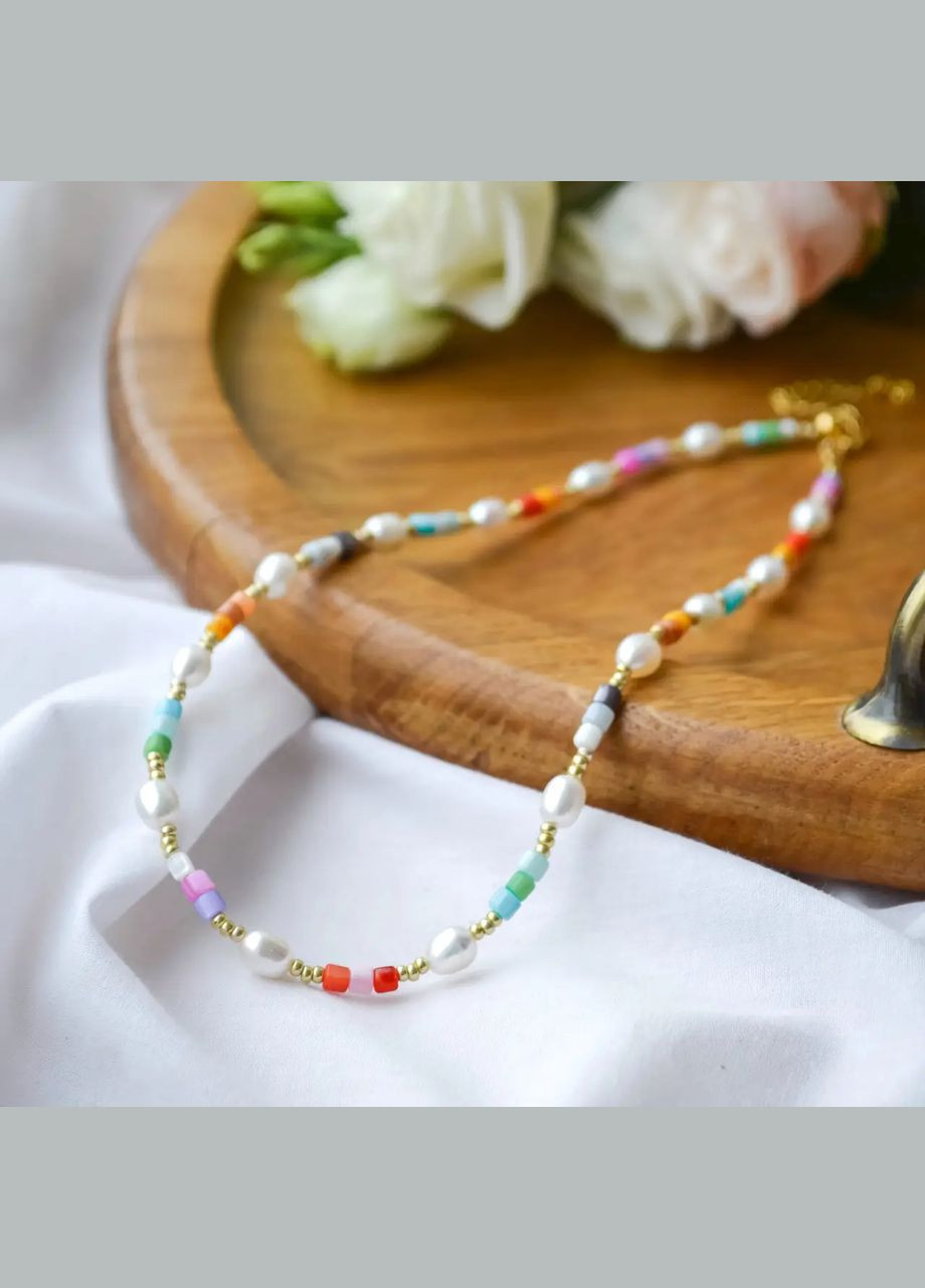 Чокер натуральный камень речной Жемчуг и Перламутр разноцветный фур-ра гип-н лимон золото d-4х8мм+- L-40-45см No Brand жемчуг (пресноводный), перламутр латунь золото (303140313)