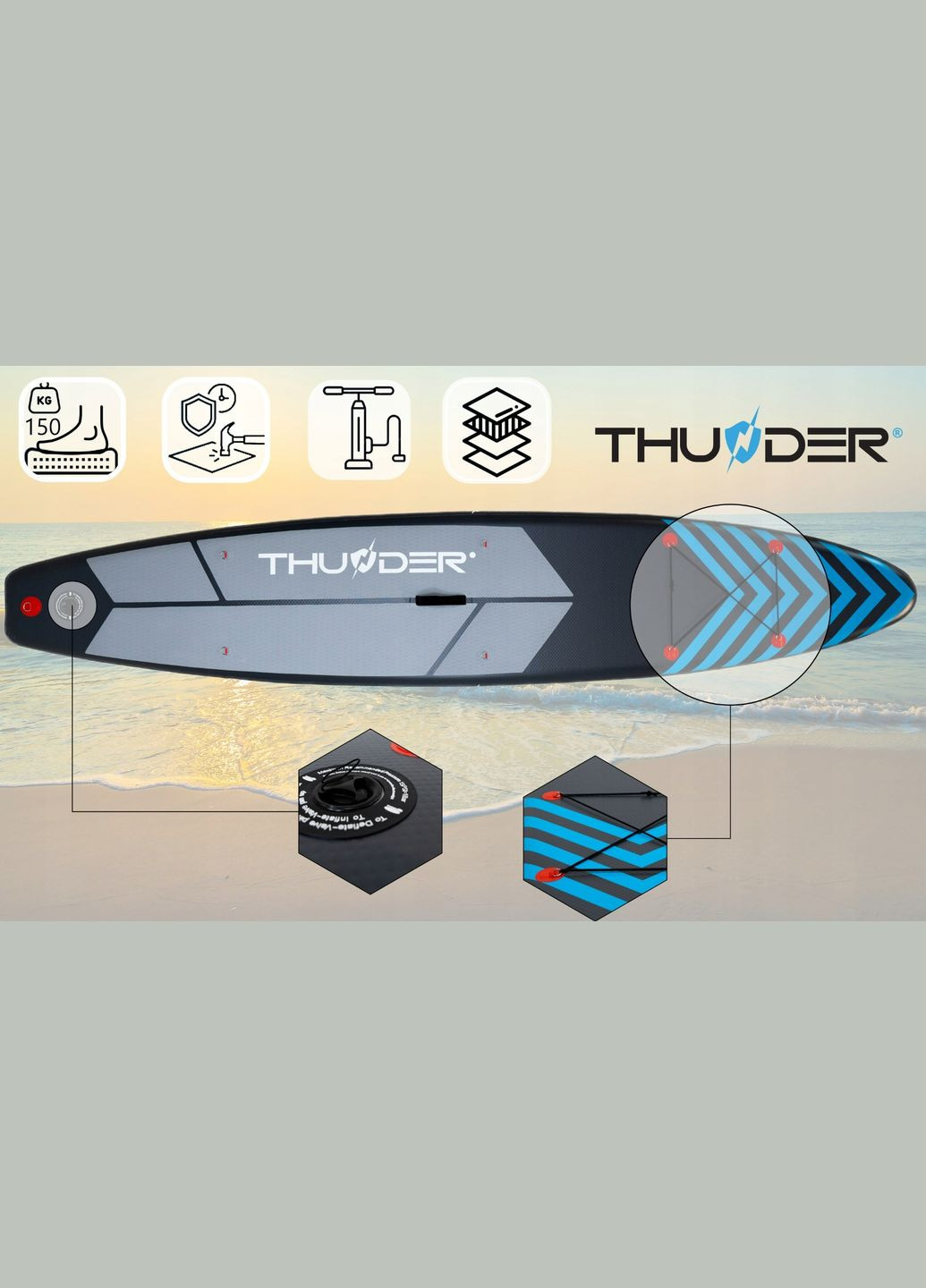 Дошка для серфінгу Thunder sup-steel-blue (285273171)