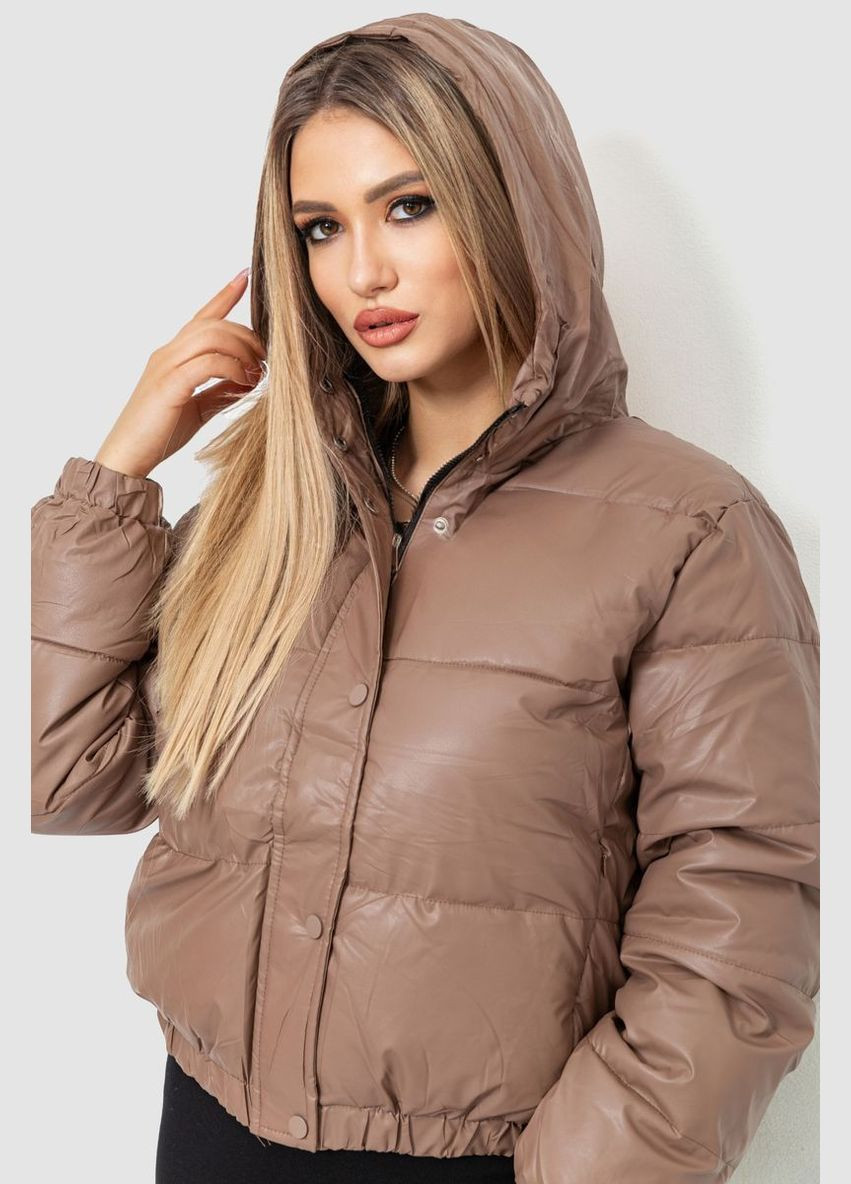 Светло-коричневая демисезонная куртка женская демисезонная экокожа, цвет мокко, Ager