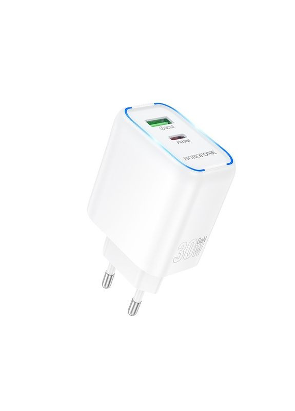 Мережевий зарядний пристрій PD30W+QC3.0 charger (EU) White (6941991119361) Borofone BA89A Destello (361346799)