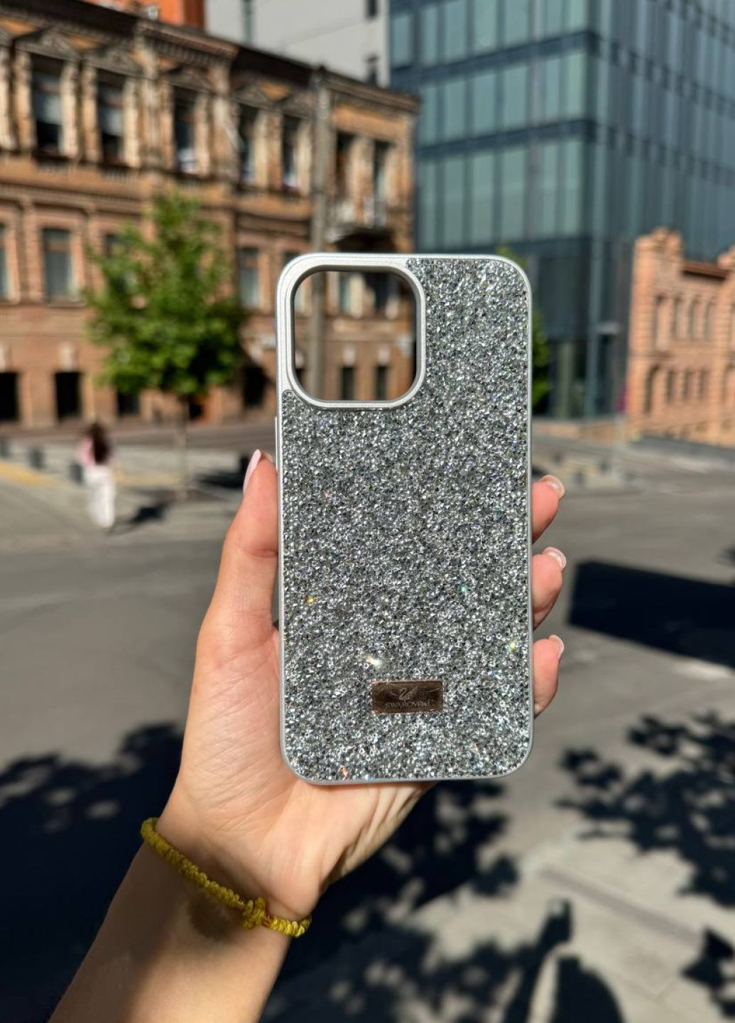 Чехол силиконовый для iPhone 13 Swarovski Siver / чехол айфон 13 серебристый No Brand (362145977)
