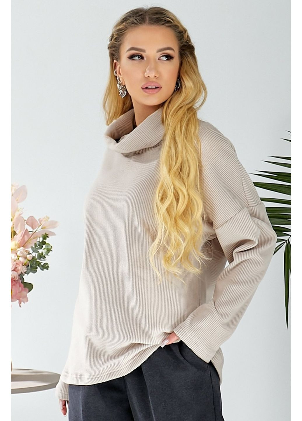 Женская теплая туника из трикотажа в рубчик (ll187080189) LadyLike (369165467)