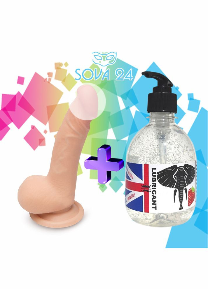 Набір 2 в1 лубрикант і фалоімітатор великий реалістичний на присоску 19*3.5 см No Brand (340914771)