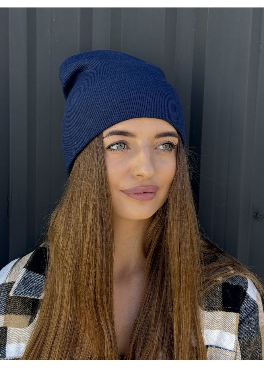 Женская демисезонная котоновая базовая шапка лопата STD (367581619)