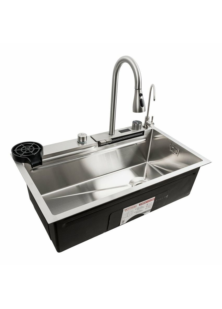 Кухонная мойка 75*45G сатин Handmade "Водопад" полная комплектация Platinum (336937288)