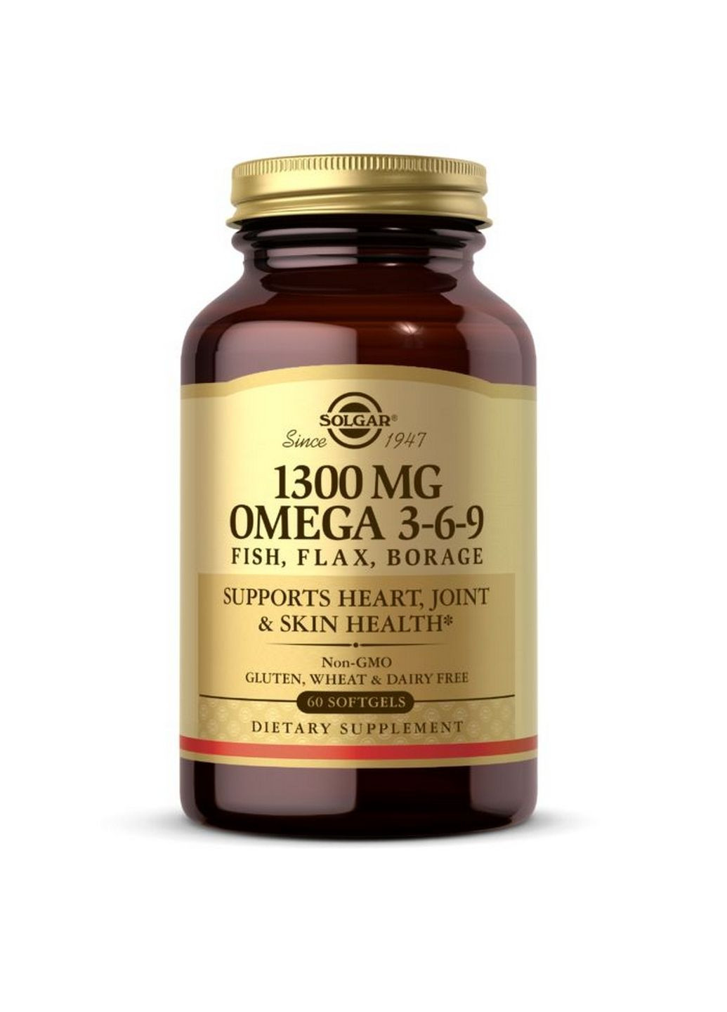 Жирные кислоты Omega 3-6-9 1300 mg, 60 капсул Solgar (293339979)