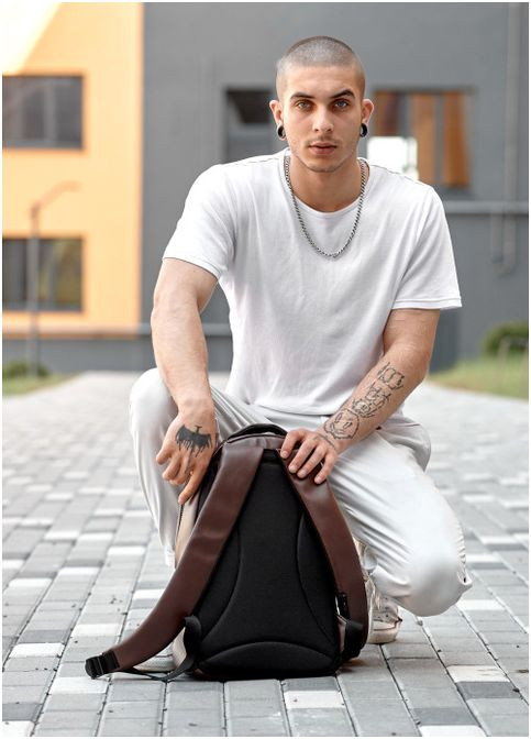 Чоловічий рюкзак з відділенням під ноутбук Шоколадний (3880271343) Sambag (361244554)