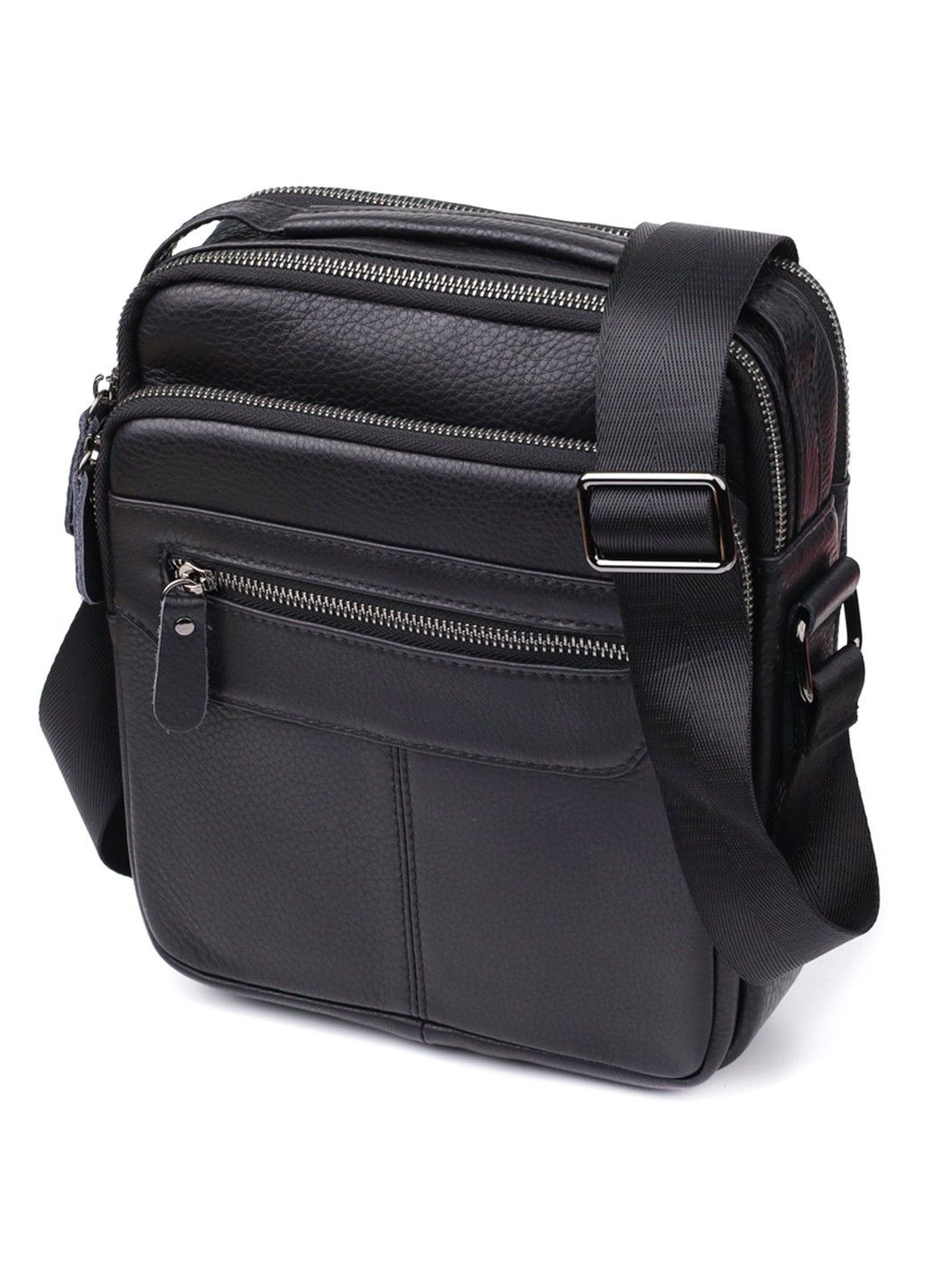 Вертикальна чоловіча сумка з натуральної шкіри 22967 Чорний Vintage (356452168)