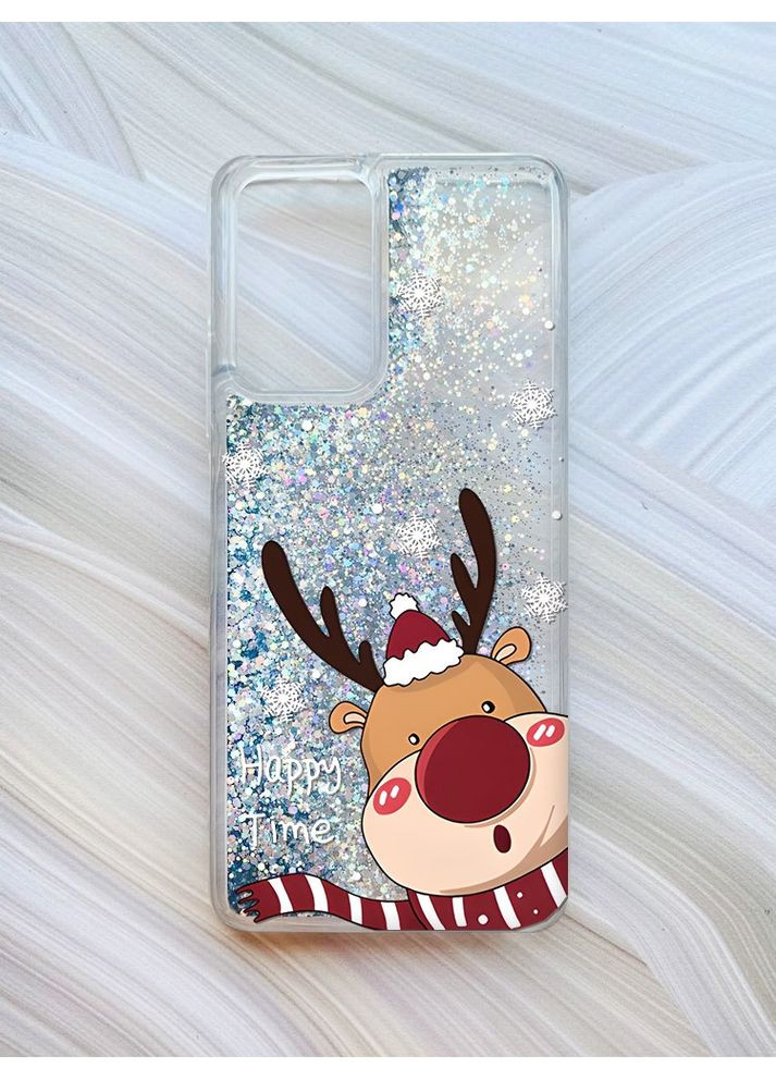 Чохол з плаваючими блискітками на Xiaomi Redmi Note 10 Pro/10 Pro Max Срібло Зимове оленя (принт 155) CASE CONTROL (360690533)