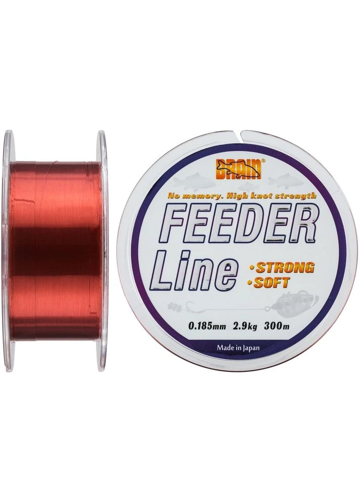 Волосінь Feeder 300 m 0,185 mm #1.2, 2.9 kg, 6.4 lb, ц.: copper, для донного лову, з негативною, темного кольору Brain (394951784)