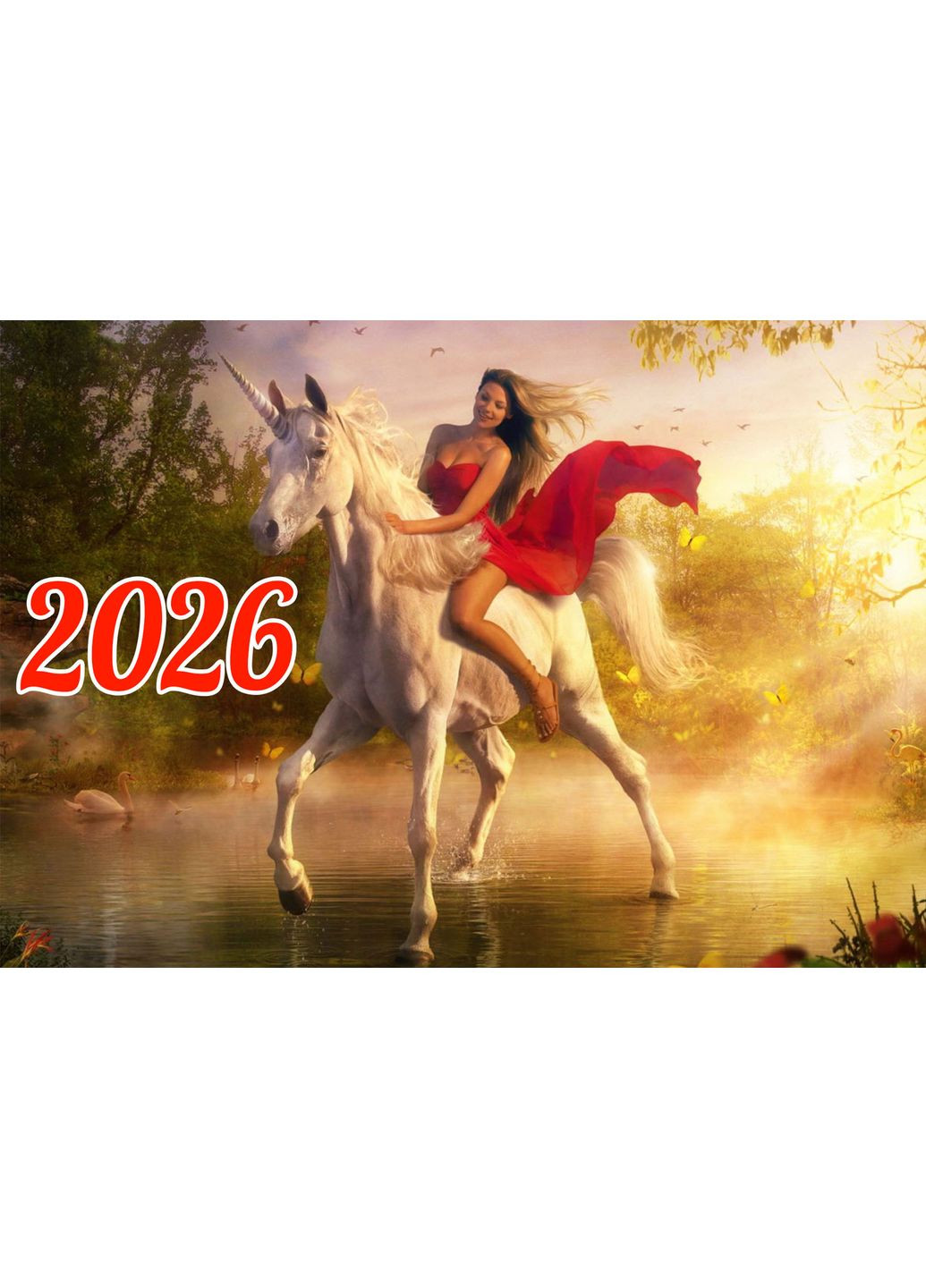 Календар настінний квартальний на 2026 рік на три пружини,, рік Коня, Кінь, символ року Кінь,Horses, 29,7х61см Apriori (353848446)