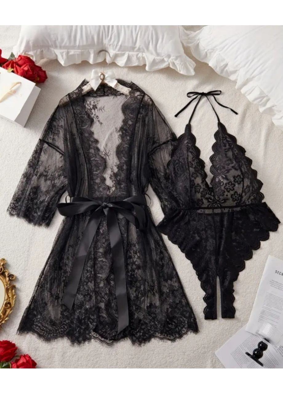 Чорний мереживний комплект 2в1 для особливих моментів No Brand