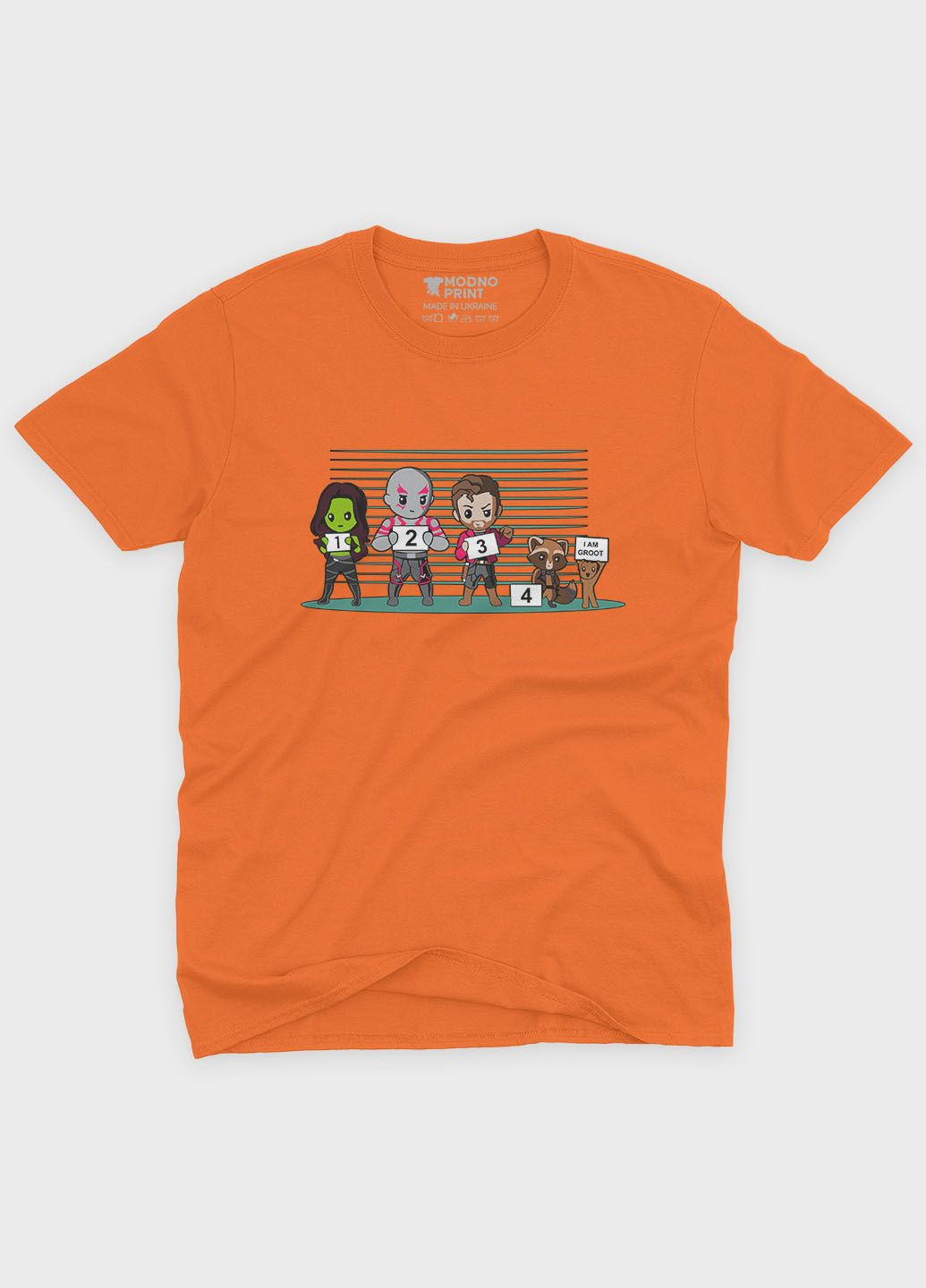 Оранжевая демисезонная футболка для мальчика с принтом супергероев - стражи галактики (ts001-1-ora-006-017-009-b) Modno
