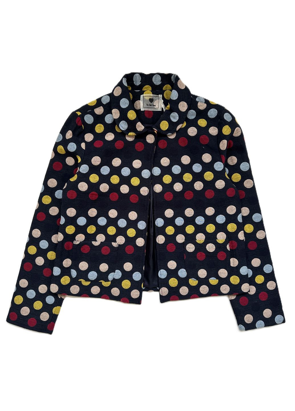 Темно-синий демисезонный костюм для девушки жакет + юбка темно-синий в горохе юбочный To Be Too